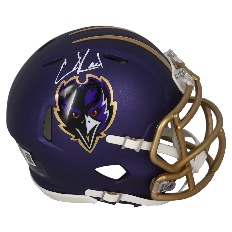 Ed Reed Autographed Baltimore Ravens 2024 Alternate Mini Speed Helmet Beckett