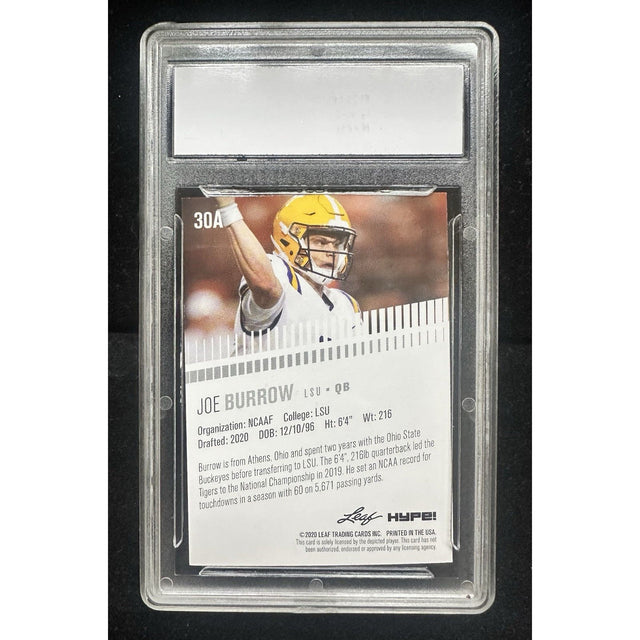 Joe Burrow LSU 2020 Leaf HYPE! #30A Only 5000 Made Rookie Card PGI 10