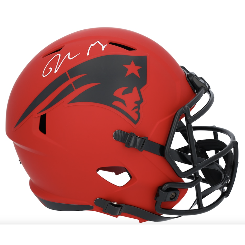 Drake Maye Autographed Patriots 'RAVE' Full Size Speed Helmet Fanatics