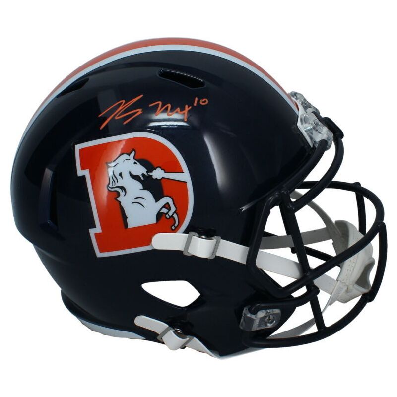 Bo Nix Autographed Denver Broncos 2023 Color Rush Full Size Speed Helmet Beckett