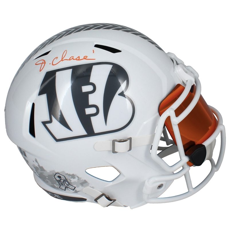 Ja'Marr Chase Autographed Bengals '2024 STS' Full Size Speed Helmet Beckett