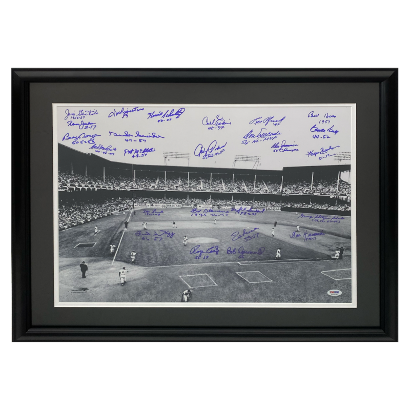 Brooklyn Dodgers Autographed Duke Snider + 25 Signature 16" x 20" Framed Photo PSA
