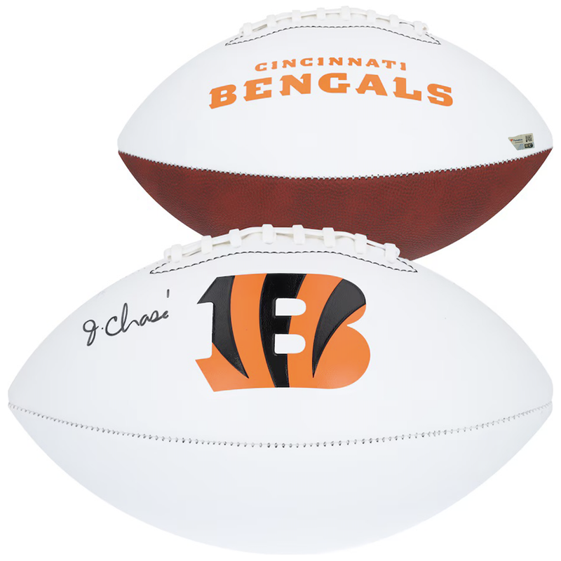 Ja'Marr Chase Autographed Cincinnati Bengals White Panel Football Fanatics