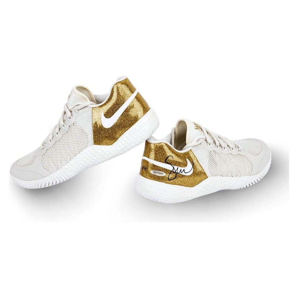 SERENA WILLIAMS Autographed NikeCourt Flare 2 Metallic Gold Shoes UDA