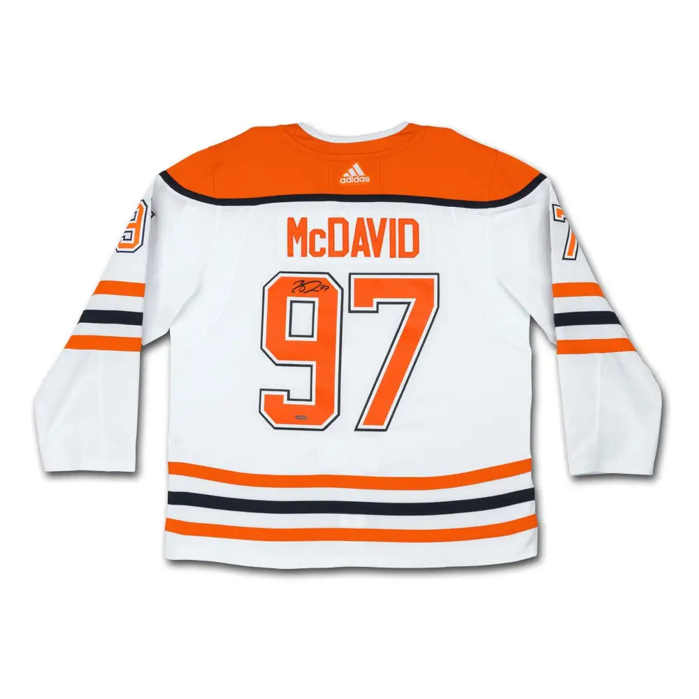 CONNOR MCDAVID Autographed Authentic White Adidas Edmonton Oilers Reverse Retro Jersey UDA