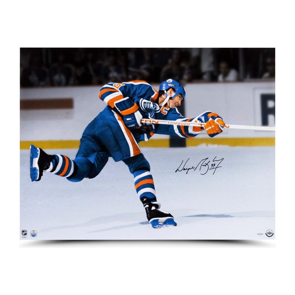 WAYNE GRETZKY Autographed Edmonton Oilers “Follow Through” 40x30 Photo UDA