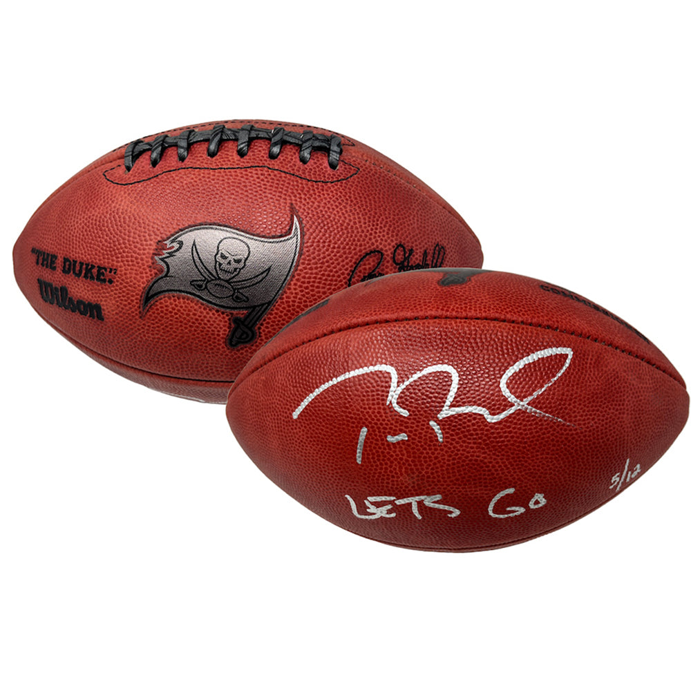 TOM BRADY Autographed "Let's Go" Duke Bucs Metallic Logo Football FANATICS LE 12