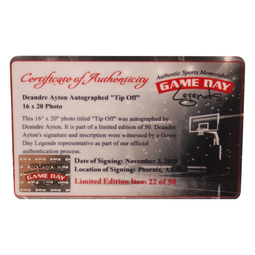 DEANDRE AYTON Autographed Phoenix Suns 16"x20" "Tip Off" Photograph GDL LE 22/50