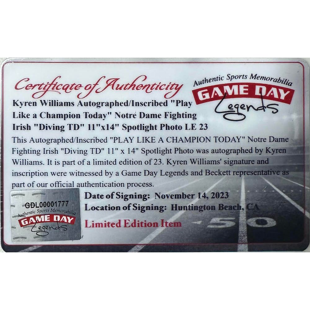 Kyren Williams Autographed / Inscribed 16" x 20" Photo Beckett / GDL LE 1/23