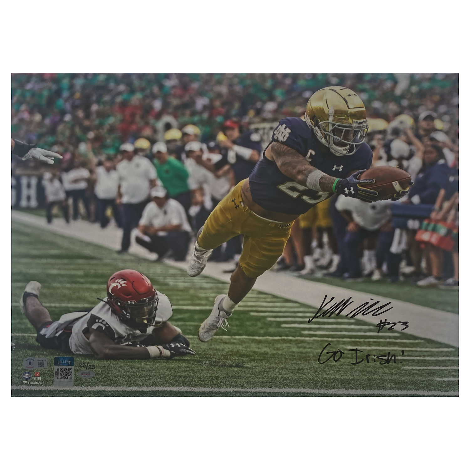 Kyren Williams Autographed "Go Irish" 16" x 20" Photo Beckett / GDL LE 23/23
