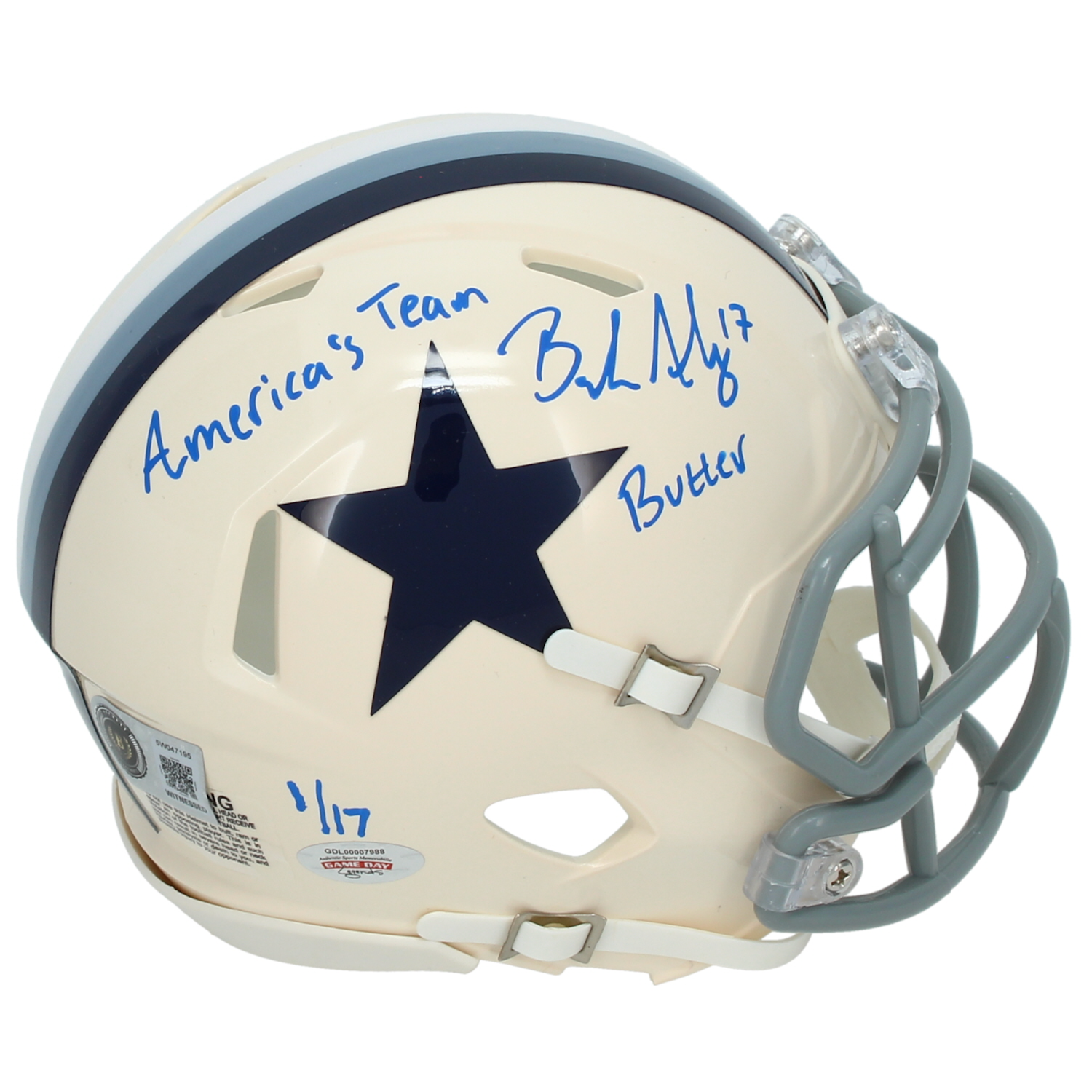 Brandon Aubrey Autographed/Dual Inscribed Dallas Cowboys RETRO Speed Mini Helmet Beckett LE 1/17