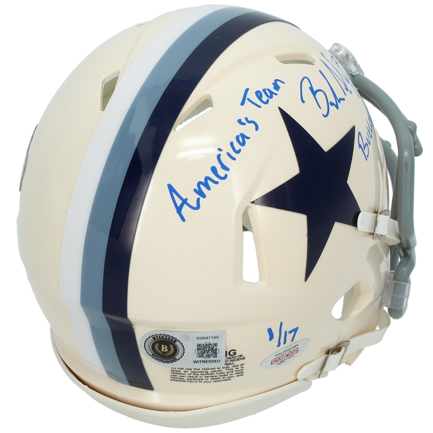 Brandon Aubrey Autographed/Dual Inscribed Dallas Cowboys RETRO Speed Mini Helmet Beckett LE 1/17