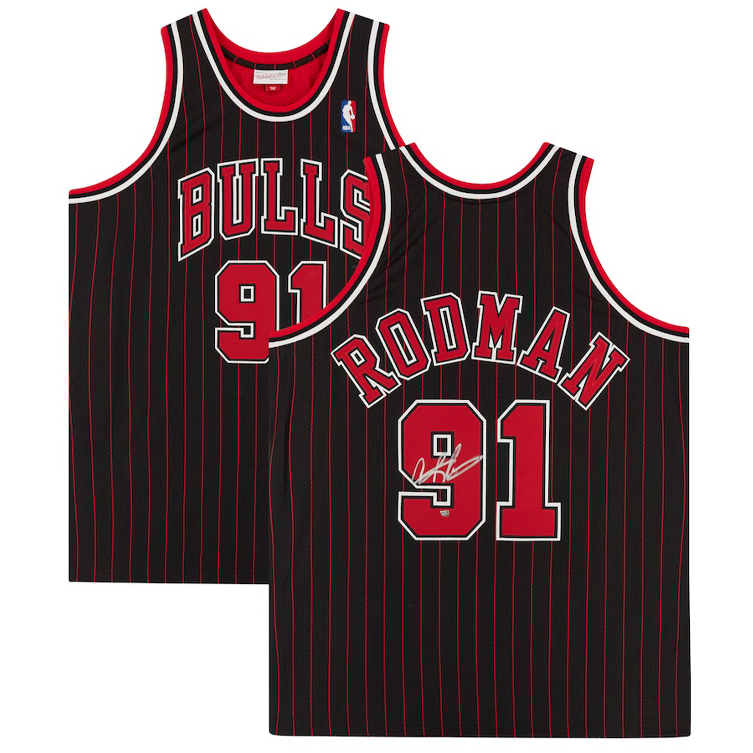 Dennis Rodman Autographed Chicago Bulls Pinstripe Authentic Jersey Fanatics