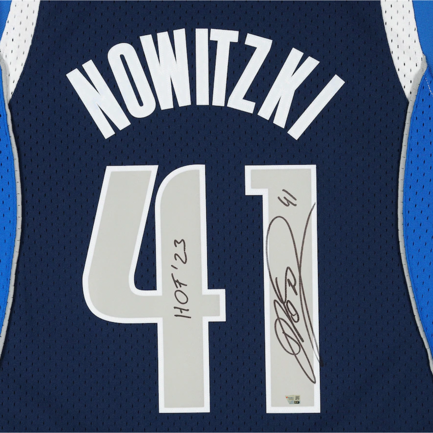 Dirk Nowitzki Autographed "HOF 23" Dallas Mavericks 2010 Blue Nike Jersey Fanatics