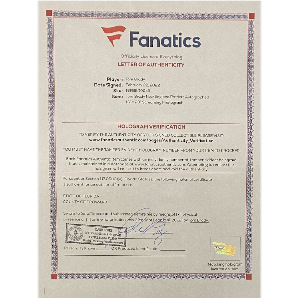 Tom Brady Autographed Patriots "Scream" Framed 16" x 20" Photograph Fanatics