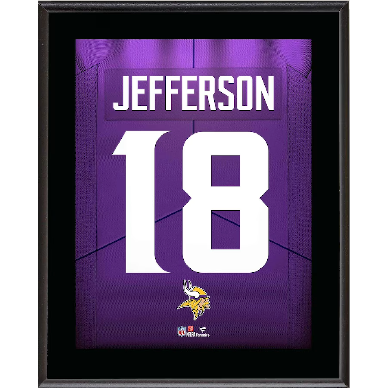 Justin Jefferson Vikings 10.5" x 13" Jersey Style Number "18" Sublimated Plaque
