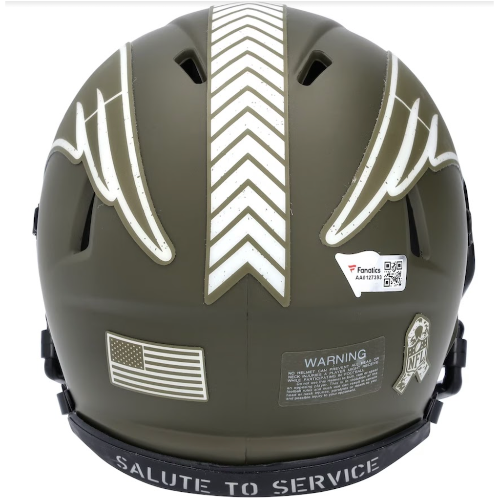 TOM BRADY Autographed Patriots Salute to Service Mini Speed Helmet FANATICS