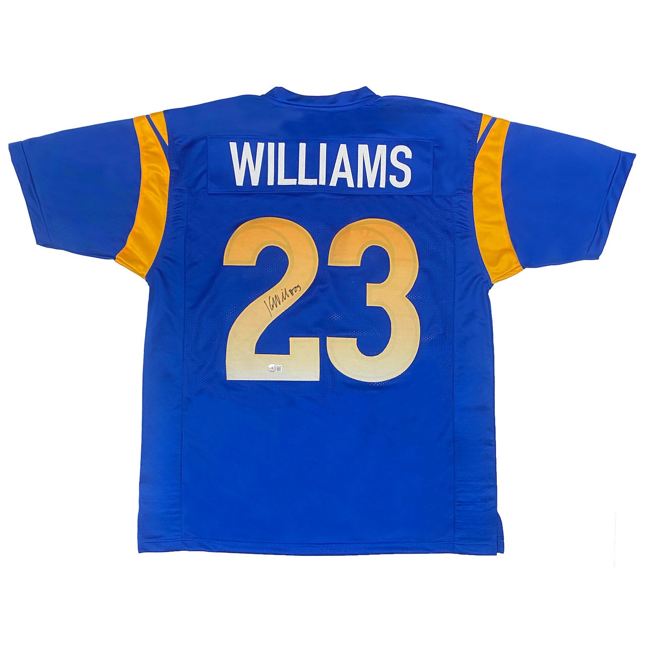 Kyren Williams of the Los Angeles Rams Autographed Custom Blue Jersey Beckett