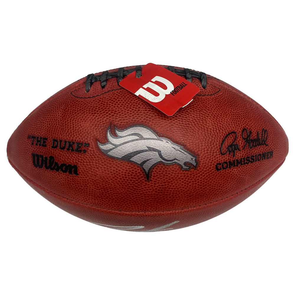 PEYTON MANNING Autographed Duke Metallic Broncos Logo Football FANATICS
