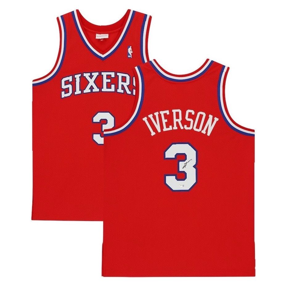 ALLEN IVERSON Autographed Philadelphia 76ers Authentic Red Jersey FANATICS