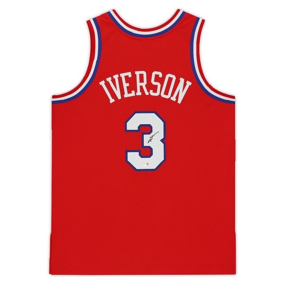 ALLEN IVERSON Autographed Philadelphia 76ers Authentic Red Jersey FANATICS