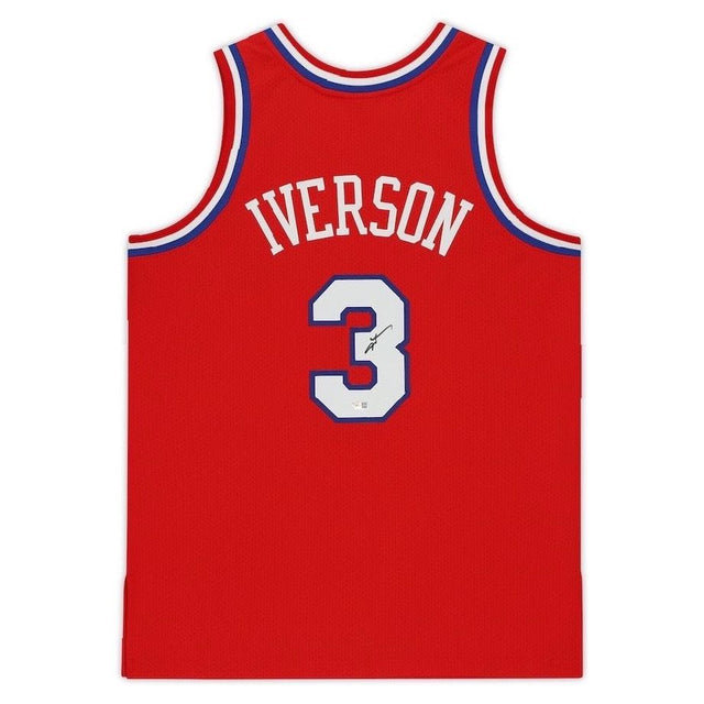 ALLEN IVERSON Autographed Philadelphia 76ers Authentic Red Jersey FANATICS