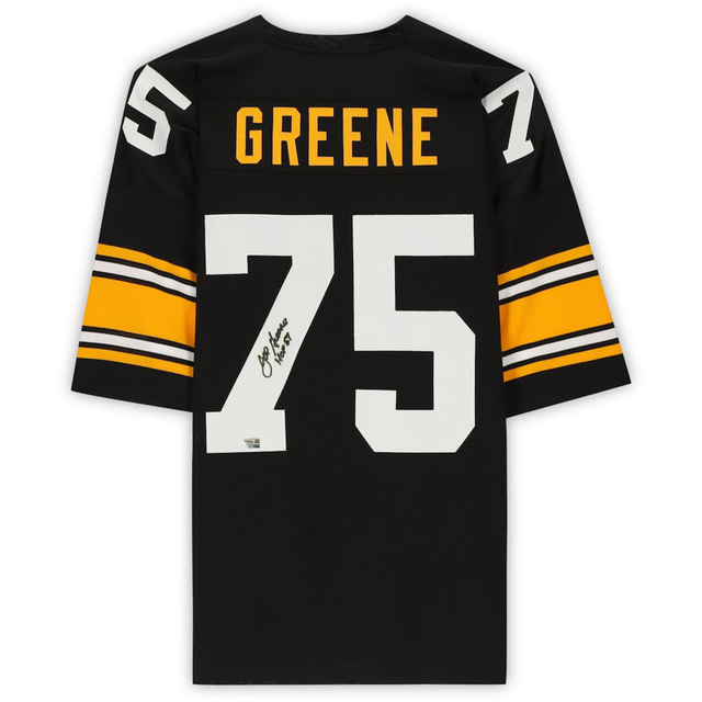 Joe Greene Autographed/Inscribed "HOF 87" Pittsburgh Steelers Mitchell & Ness Black Authentic Jersey Fanatics