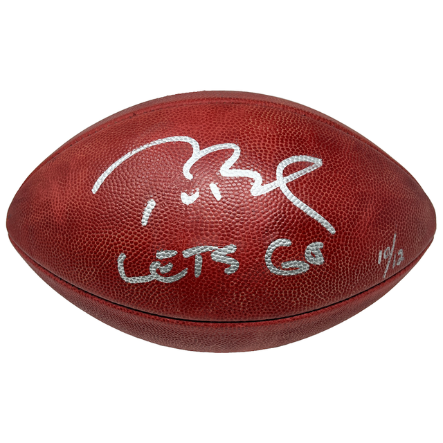 TOM BRADY Autographed "Let's Go" Metallic Patriots Logo Football FANATICS LE 12
