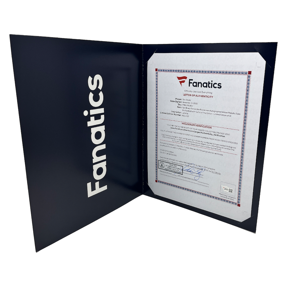 TOM BRADY Autographed "Let's Go" Duke Bucs Metallic Logo Football FANATICS LE 12