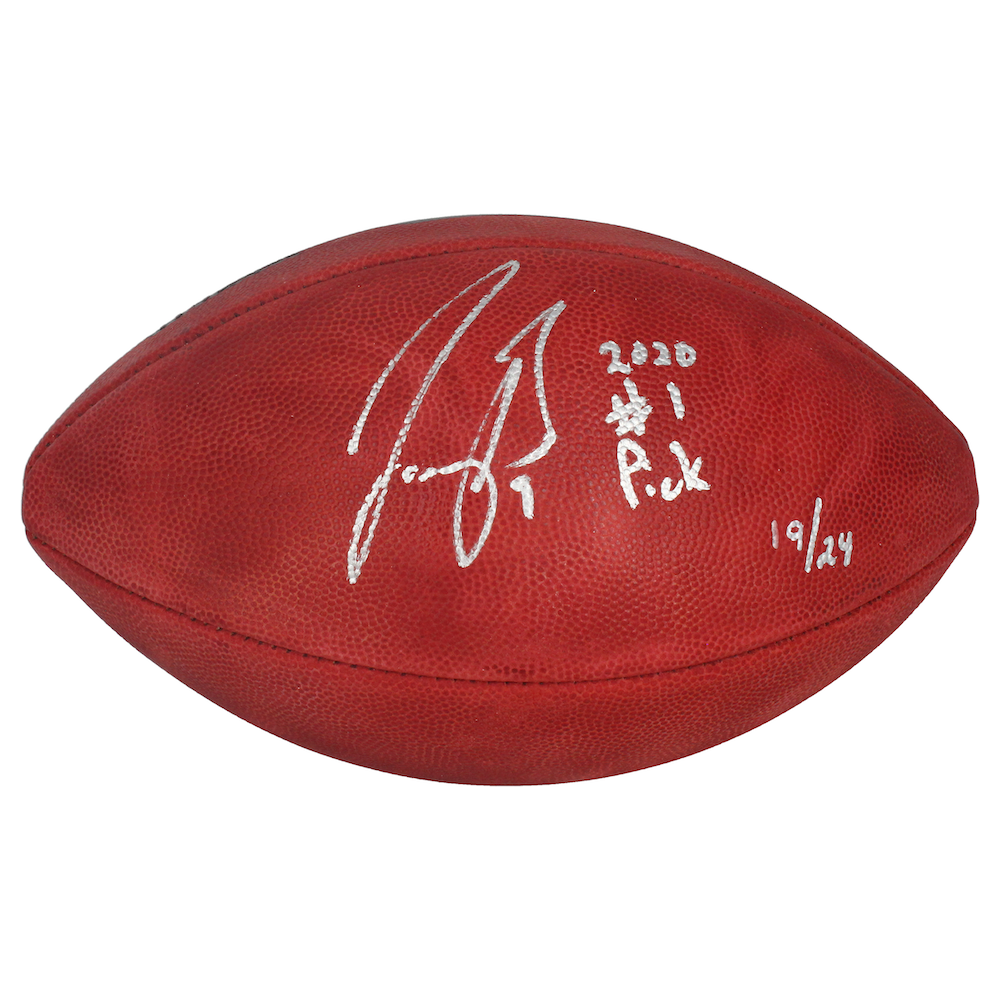 Joe Burrow Autographed Cincinnati Bengals "2020 #1 Pick" Duke Metallic Logo Football Fanatics LE 24