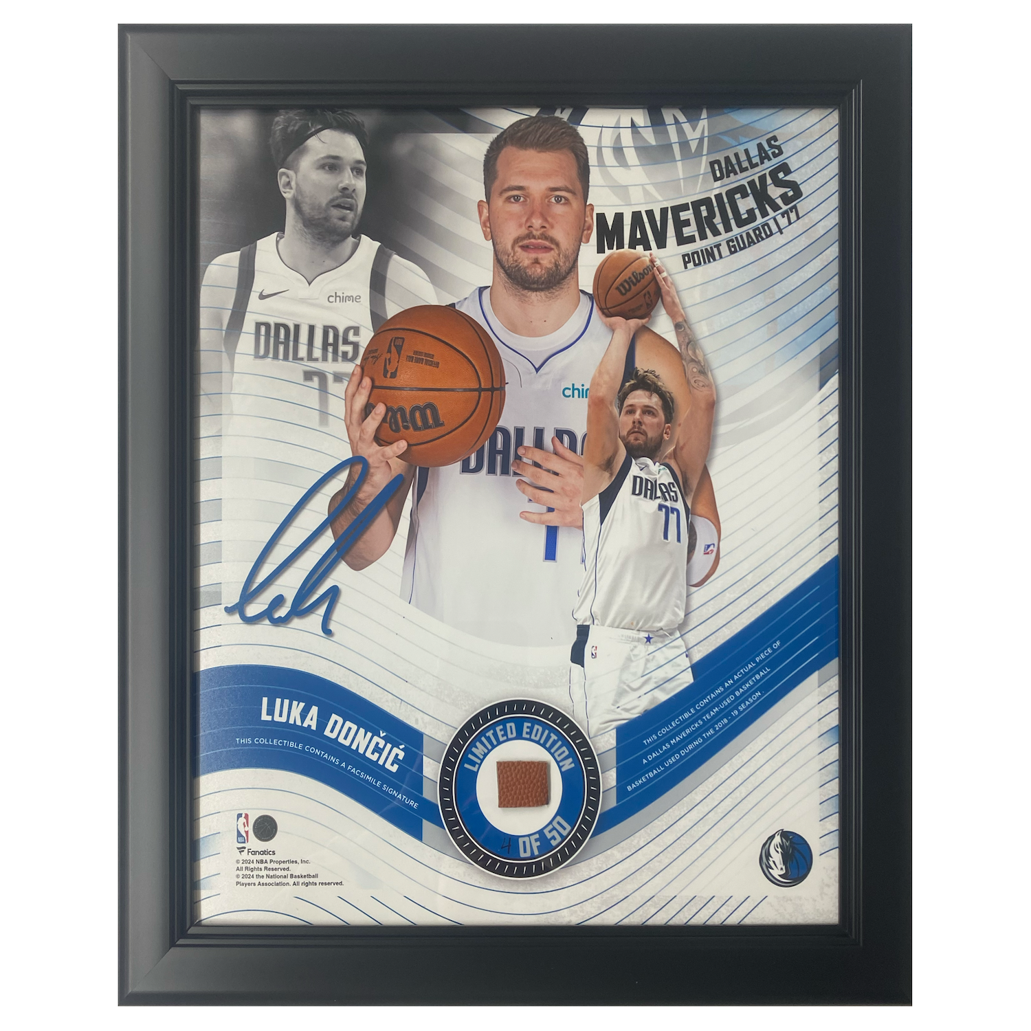 Luka Doncic Framed Mavericks 15" x 17" Game Used Basketball Collage LE 50