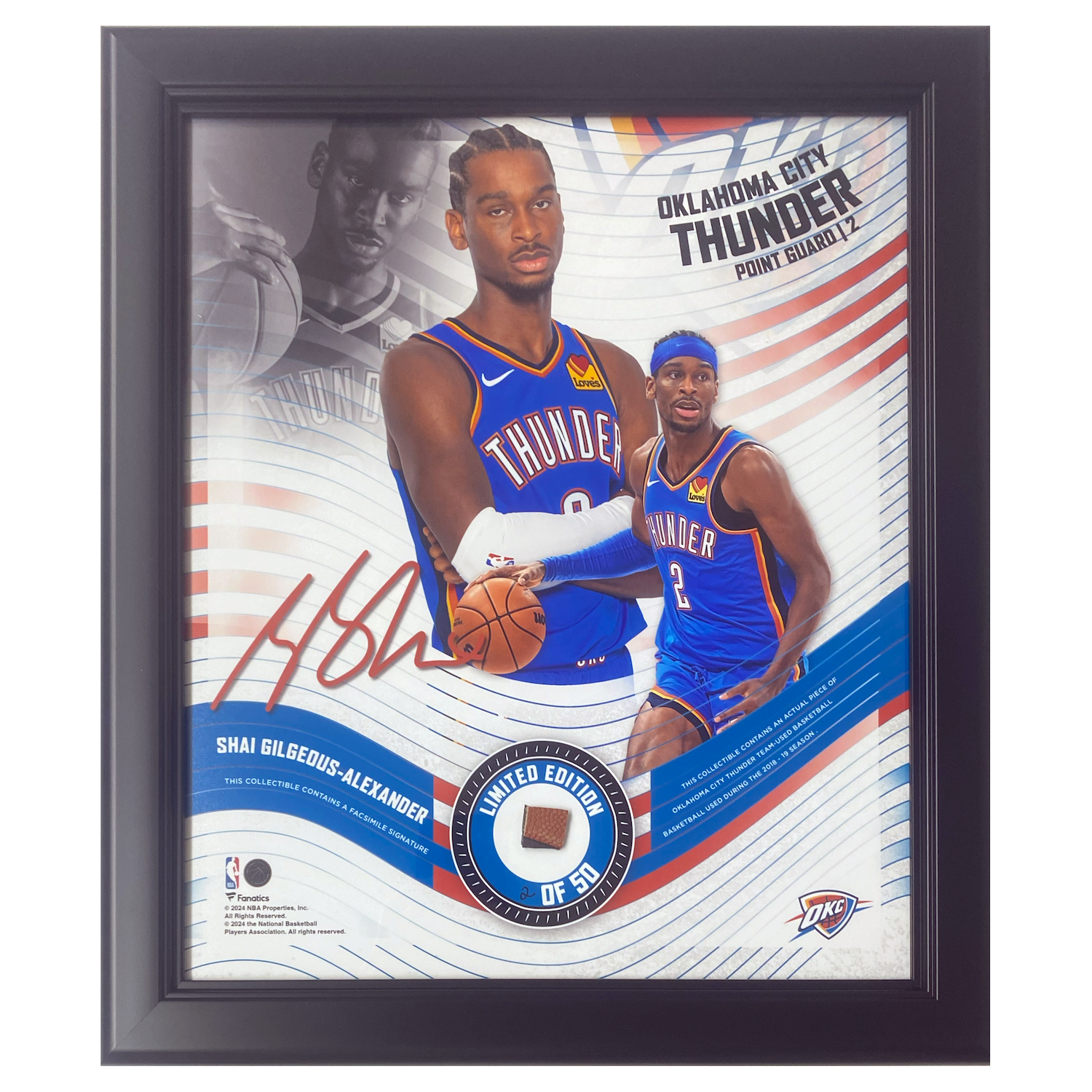 Shai Gilgeous-Alexander Oklahoma City Thunder Framed 15" x 17" Game Used Basketball Collage LE 2/50