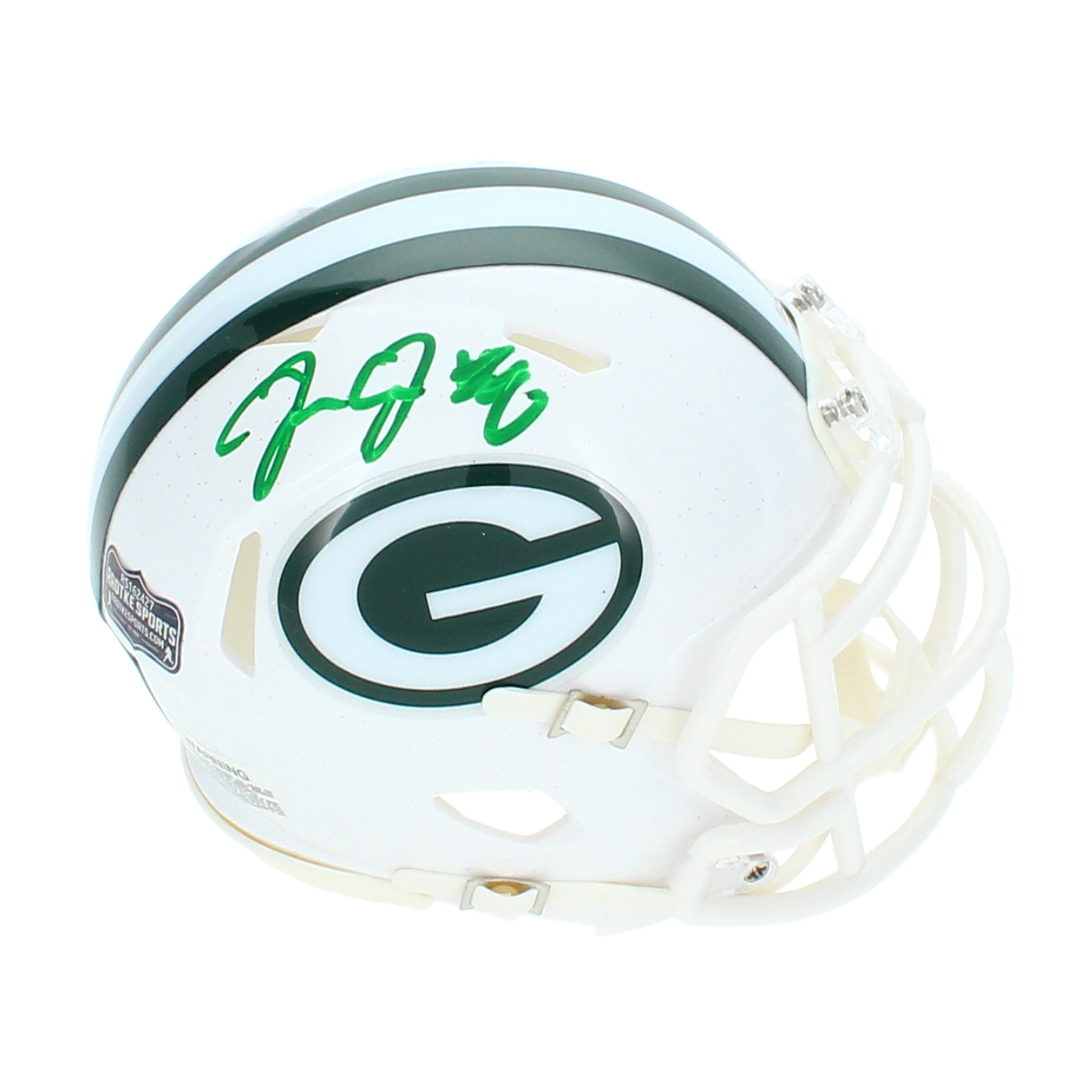 Josh Jacobs Autographed Green Bay Packers Alt. White Mini Helmet Radtke