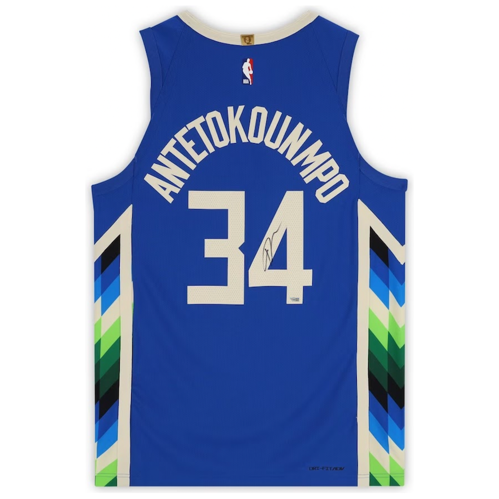 GIANNIS ANTETOKOUNMPO Milwaukee Bucks 22-23 Autographed City Edition Auth. Jersey FANATICS
