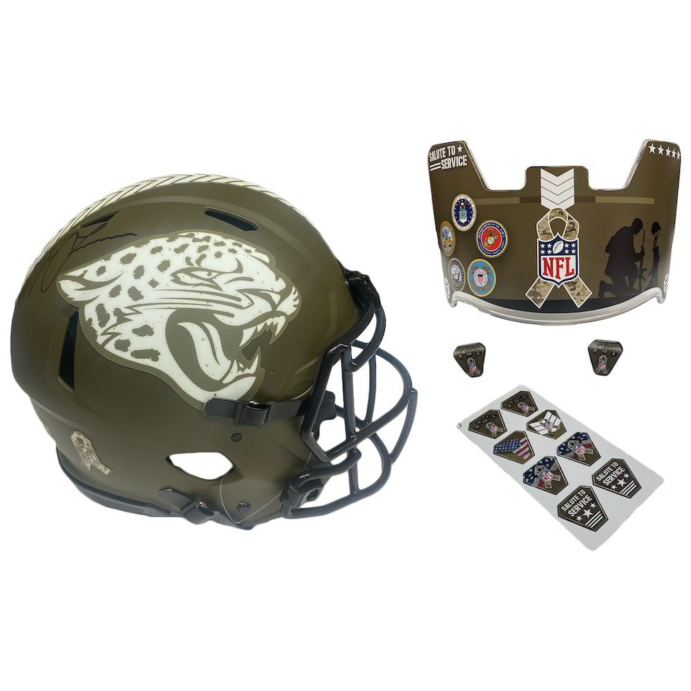 TREVOR LAWRENCE Autographed Jaguars STS Military Branch Visor Authentic Helmet FANATICS