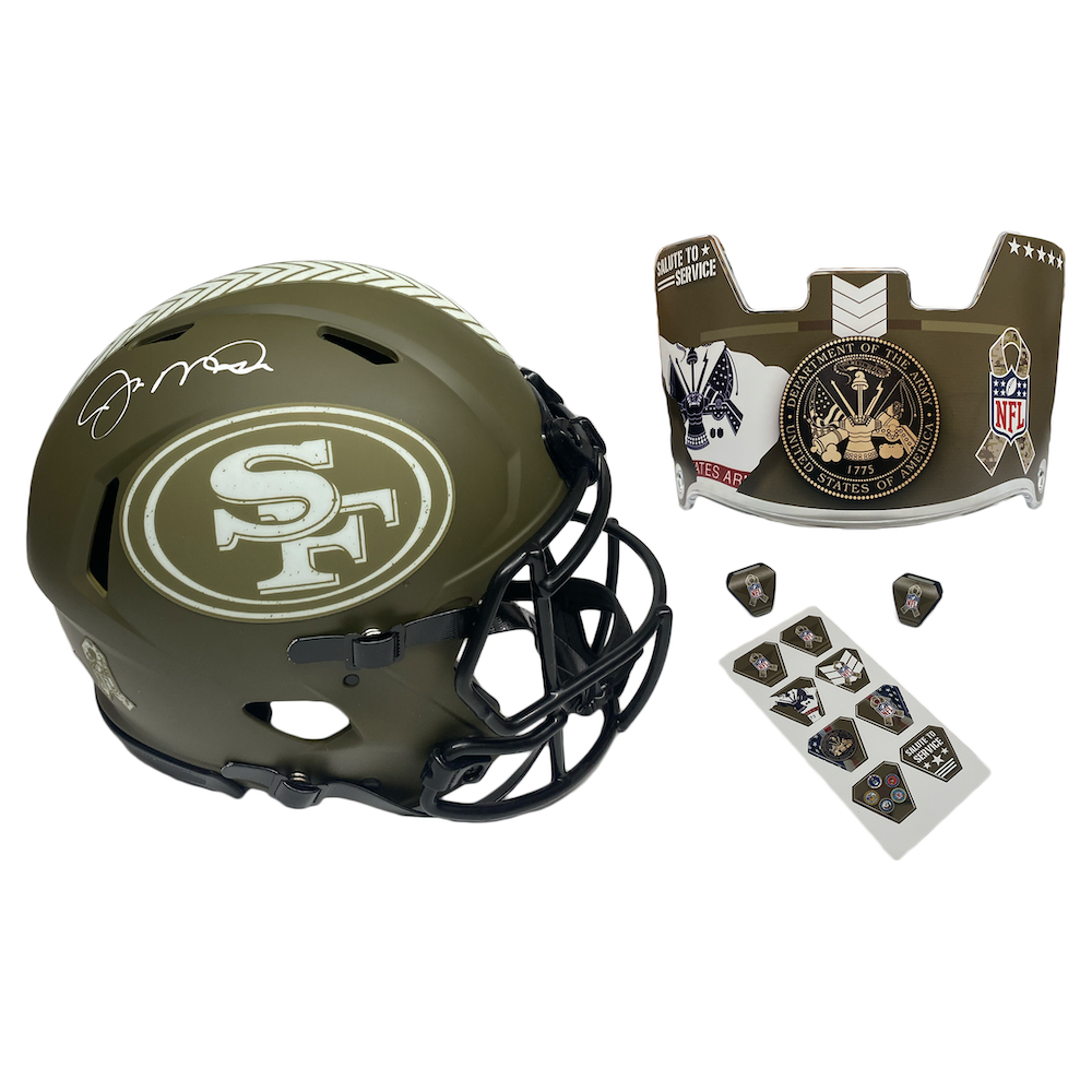JOE MONTANA Autographed 49ers Salute To Service Army Authentic Helmet FANATICS