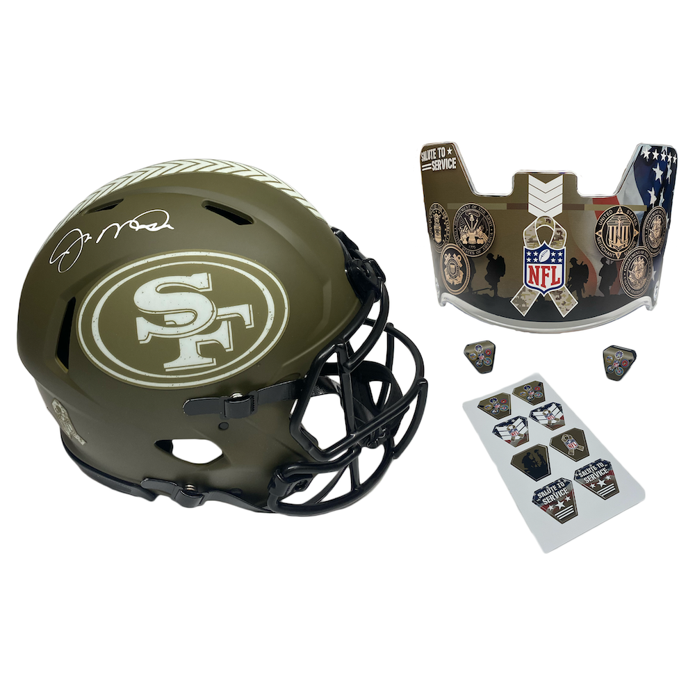 JOE MONTANA Autographed 49ers STS Military Seals Authentic Speed Helmet FANATICS
