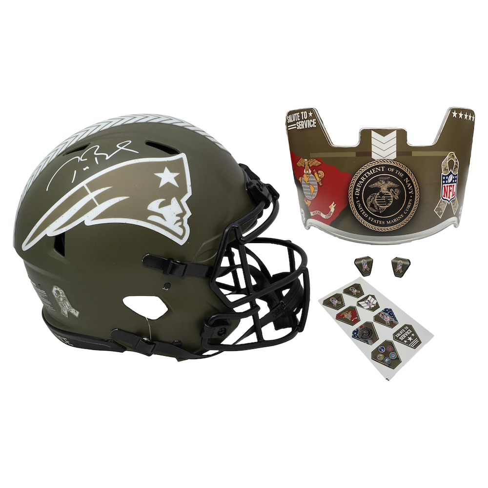 Tom Brady Autographed Patriots STS Marine Ed. Speed Authentic Helmet Fanatics