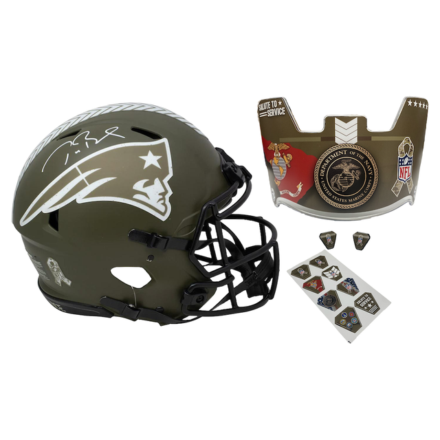 Tom Brady Autographed Patriots STS Marine Ed. Speed Authentic Helmet Fanatics