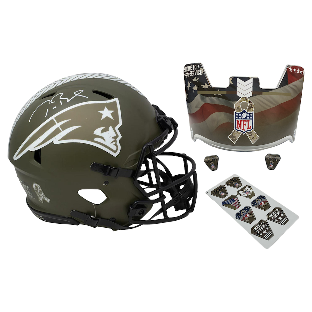 Tom Brady Autographed Patriots Military Ribbon Speed Authentic Helmet Fanatics