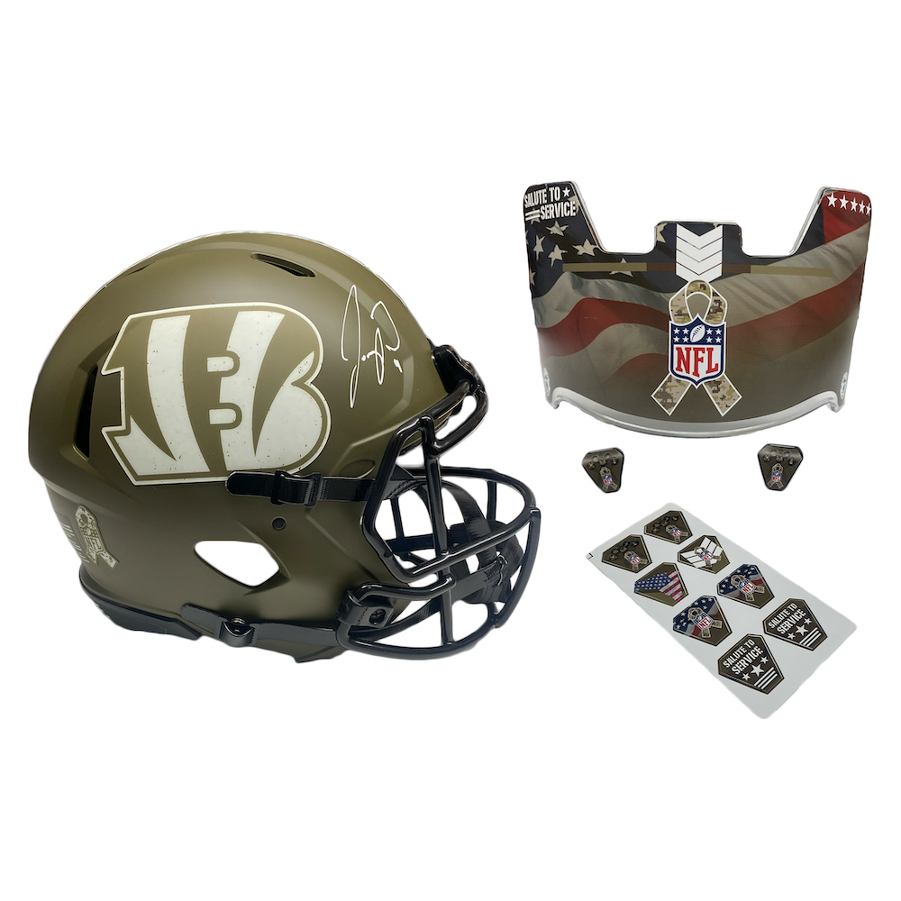 Joe Burrow Autographed Bengals STS Military Ribbon Ed. Authentic Helmet Fanatics