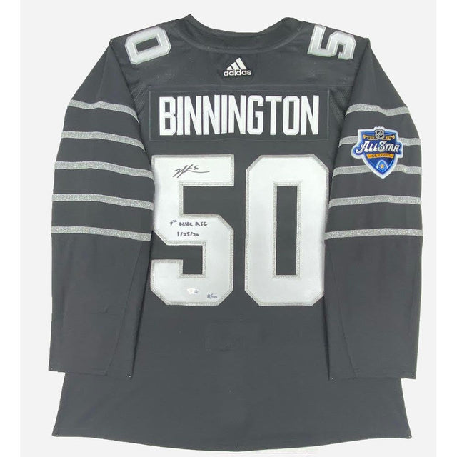 JORDAN BINNINGTON Autographed and Inscribed "1st NHL ASG" St. Louis Blues Authentic Adidas Jersey FANATICS LE