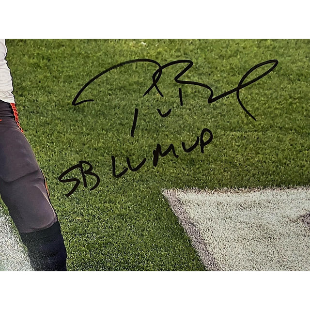 TOM BRADY Tampa Bay Buccaneers Autographed 16" x 20" Super Bowl LV Champions Super Bowl LV Action Photograph with "LV MVP" Inscription FANATICS