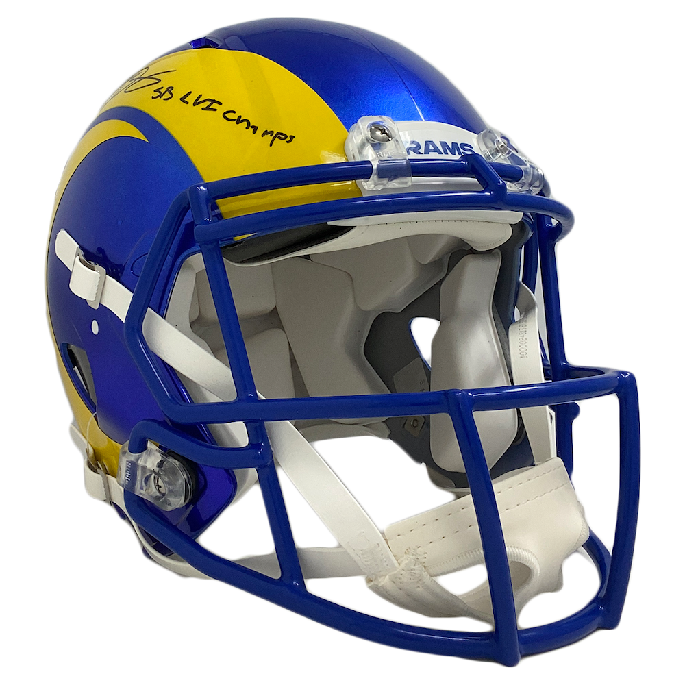 ODELL BECKHAM Jr. Autographed "SB LVI Champs" Rams Authentic Helmet FANATICS