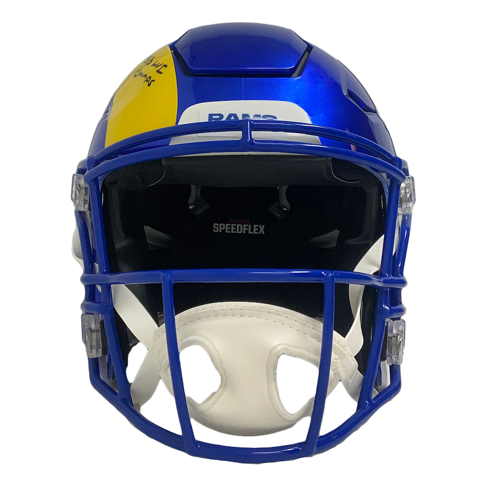ODELL BECKHAM Jr Autographed "SB LVI Champs" Rams Speed Flex Helmet FANATICS