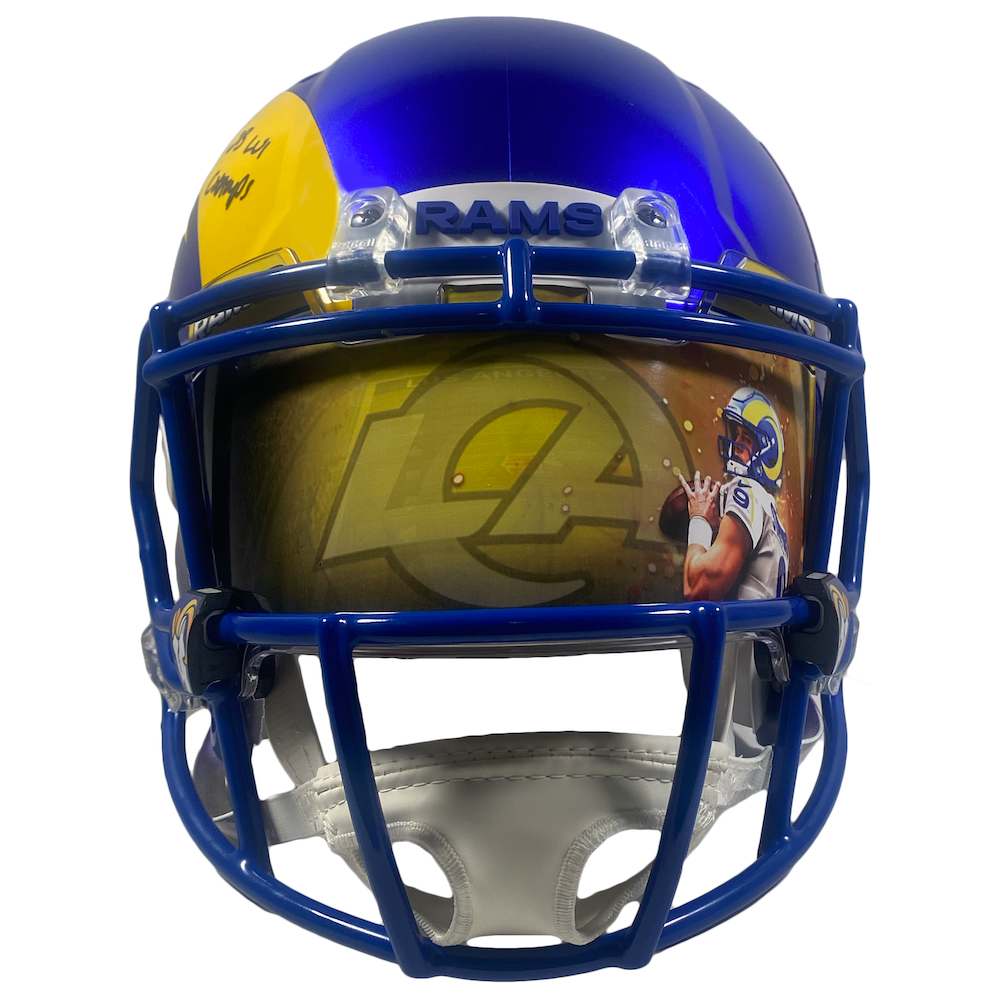 MATTHEW STAFFORD Autographed "SB LVI Champs" Authentic Rams Helmet FANATICS