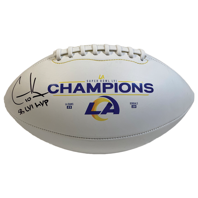 COOPER KUPP Autographed "SB LVI MVP" Rams White Panel Football FANATICS
