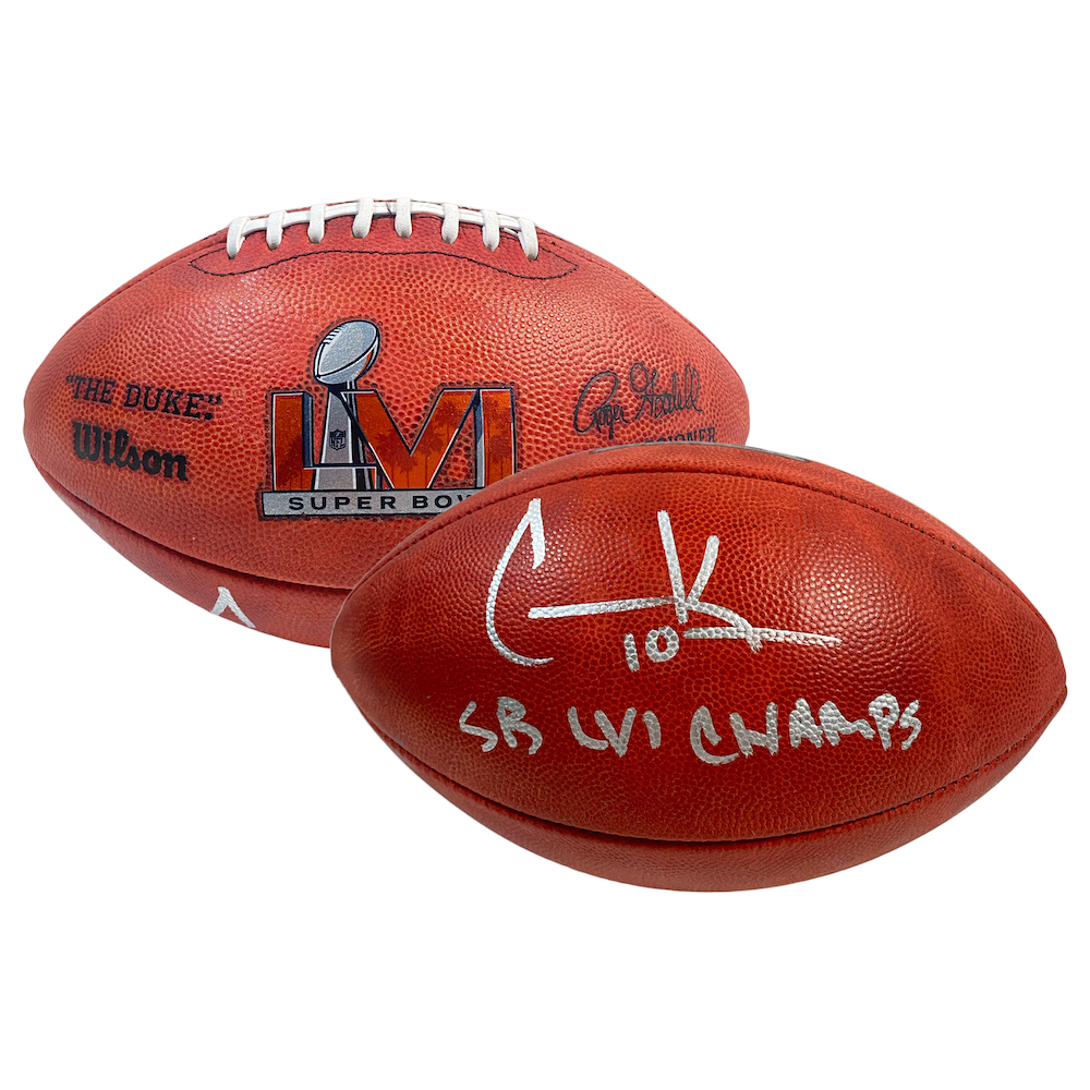 COOPER KUPP Autographed "SB LVI Champs" Rams Super Bowl Football FANATICS