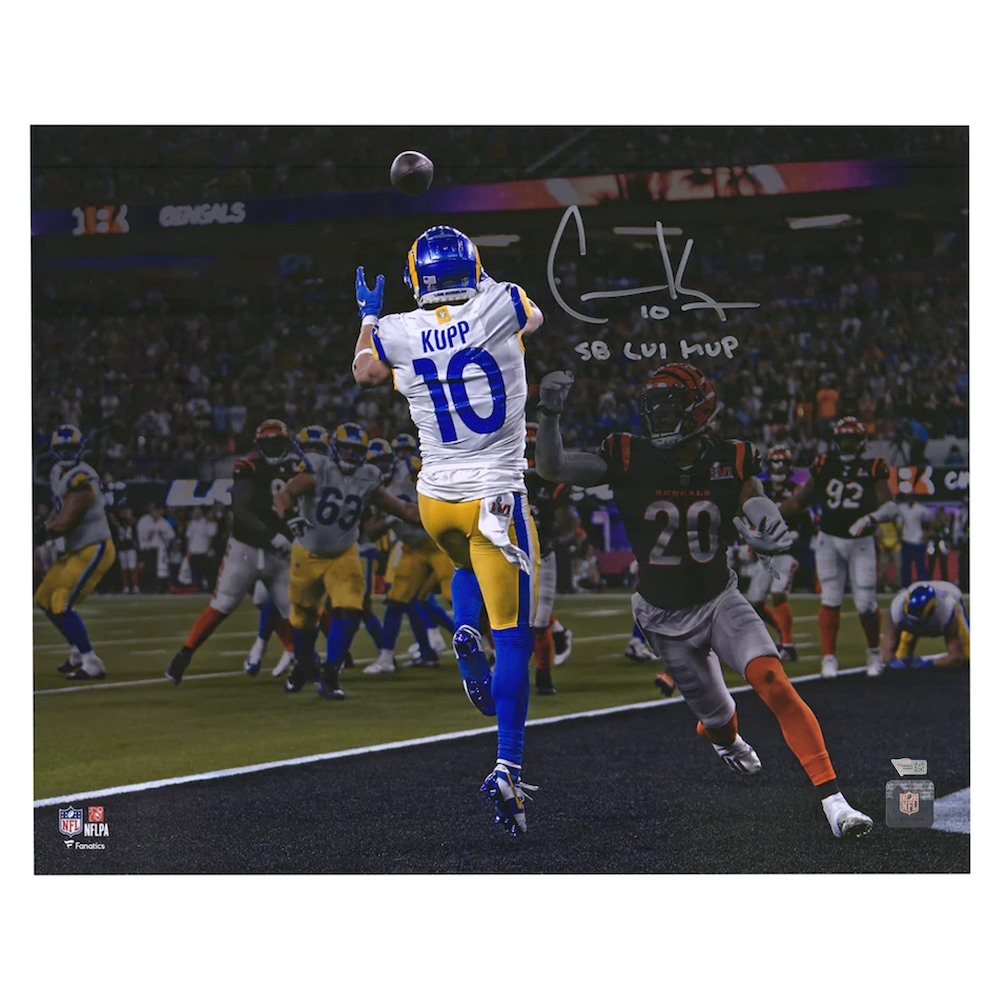 COOPER KUPP Autographed Los Angeles Rams "SB LVI MVP" Super Bowl 16" x 20" Photograph FANATICS