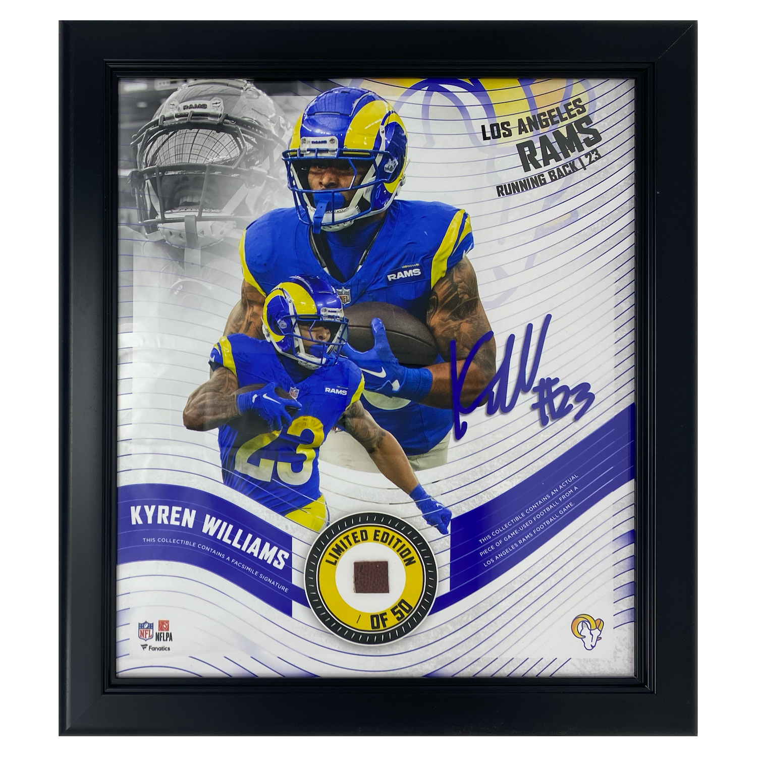 Kyren Williams L.A. Rams Framed 15" x 17" Game Used Football Collage LE 1/50
